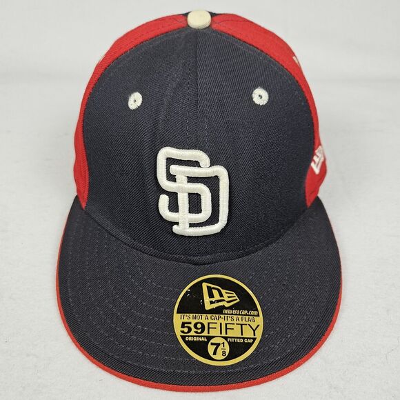 SAN DIEGO PADRES Hat New Era 59FIFTY MLB Fitted USA Wool Size 7 1/8 Baseball Cap - Picture 1 of 13